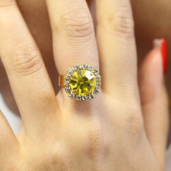 Kristal Ring mit 10 mm Swarovski Steine – Gold Ring Handgefertigt in Deutschland