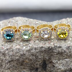 Kristal Ring mit 10 mm Swarovski Steine – Gold Ring...