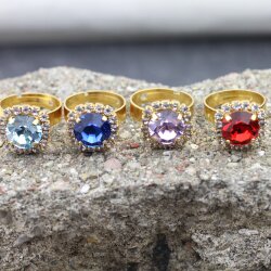 Kristal Ring mit 10 mm Swarovski Steine – Gold Ring Handgefertigt in Deutschland