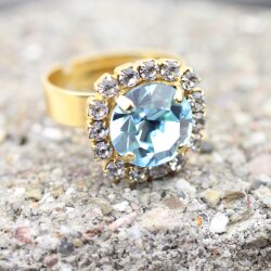 Rhinestone Ring mit 10 mm Swarovski Crystal, Gold Cocktail Crystal Ring