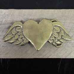 Antique Brass Belt Buckle Heart with wings Buckle