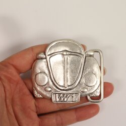 Gürtelschnalle VW käfer, Gürtelschließe 4 cm Schließe Buckle Auto Käfer, silberfarbig