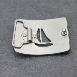 Gürtelschnalle Segelboot, Gürtelschließe 4 cm Schließe Buckle Silbergrau