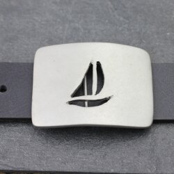 Gürtelschnalle Segelboot, Gürtelschließe 4 cm Schließe Buckle Silbergrau