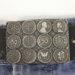 Gürtelschnalle Pfennigmünzen, Münzen Gürtelschnalle Buckle Münze Pfennig Geld, Gürtelschließe 4 cm