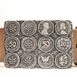 Gürtelschnalle Pfennigmünzen, Münzen Gürtelschnalle Buckle Münze Pfennig Geld, Gürtelschließe 4 cm