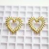 Stainless Steel Heart Earrings, 100% waterproof jewelry 18 K yellow gold-plated stainless steel