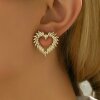 Stainless Steel Heart Earrings, 100% waterproof jewelry 18 K yellow gold-plated stainless steel