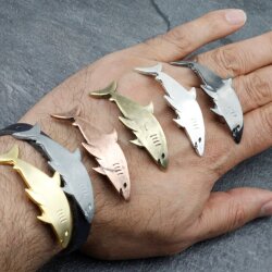 1 Shark Slider Bracelet Findings, Connector for Leather...