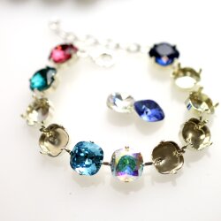 Bracelet bezel settings for Swarovski 12mm Cushion...