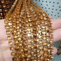 1 m Raw Brass empty necklace cupchain for 6 mm Chatons...