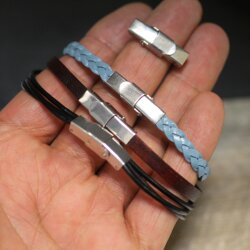 1 Stück Edelstahl Verschluss für 5x2 mm Leder und Lederarmbänder, 25x7 mm