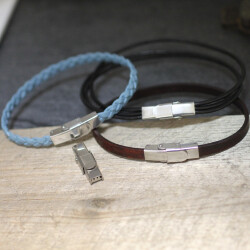 1 Piece Stainless Steel Clasp for 5x2 mm Leather and Leather Bracelets, 25x7 mm