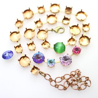 Chain Setting for Swarovski Chatons and Rivoli Stones (8 mm & 12 mm) in Raw Brass