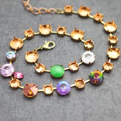 Chain Setting for Swarovski Chatons and Rivoli Stones (8 mm & 12 mm) in Raw Brass