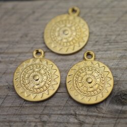 5 Pieces Mandala Pendant in matte gold – 22mm,...