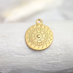 5 stk. Mandala Anhänger in matt Gold – 22mm, Boho-Stil Schmuckstück