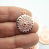 5 Pieces Mandala Pendant in rose gold – 22mm, Boho-Style Jewelry Piece