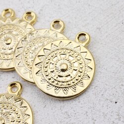 5 stk. Mandala Anhänger in Gold – 22mm, Boho-Stil Schmuckstück