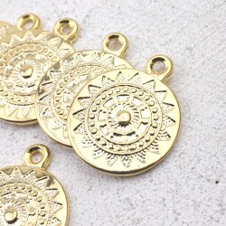 5 stk. Mandala Anhänger in Gold – 22mm, Boho-Stil Schmuckstück