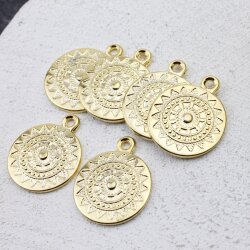 5 stk. Mandala Anhänger in Gold – 22mm, Boho-Stil Schmuckstück