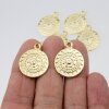 5 Pieces Mandala Pendant in gold – 22mm, Boho-Style Jewelry Piece