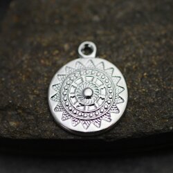 5 Pieces Mandala Pendant in Rhodium – 22mm,...