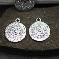 5 Pieces Mandala Pendant in Rhodium – 22mm,...