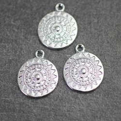 5 stk. Mandala Anhänger in Rhodium – 22mm, Boho-Stil Schmuckstück