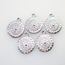 5 stk. Mandala Anhänger in Rhodium – 22mm, Boho-Stil Schmuckstück