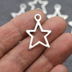 10 pc Star Pendants in Antique Silver - Zamak for DIY Earrings & Necklaces | Wholesale Jewelry Supplies