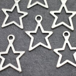 10 pc Star Pendants in Antique Silver - Zamak for DIY...