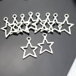 10 pc Star Pendants in Antique Silver - Zamak for DIY Earrings & Necklaces | Wholesale Jewelry Supplies