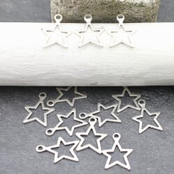 10 pc Star Pendants in Antique Silver - Zamak for DIY Earrings & Necklaces | Wholesale Jewelry Supplies