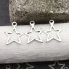 10 pc Star Pendants in Antique Silver - Zamak for DIY Earrings & Necklaces | Wholesale Jewelry Supplies