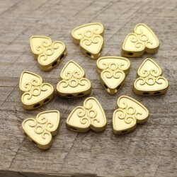 4 Pcs. Matte Gold Triangle Pendant & Bead, Reversible Geometric Charm, DIY Jewelry Supply