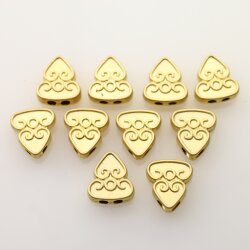 4 Pcs. Matte Gold Triangle Pendant & Bead, Reversible Geometric Charm, DIY Jewelry Supply