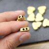 4 Pcs. Matte Gold Triangle Pendant & Bead, Reversible Geometric Charm, DIY Jewelry Supply