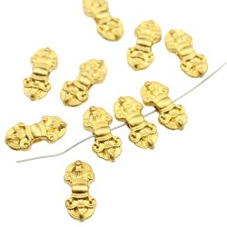 5 Pcs. Small Matte Gold Vajra Pendant or Bead, Sacred Symbol Component, Meditation Jewelry Findings