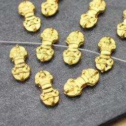 5 Pcs. Small Matte Gold Vajra Pendant or Bead, Sacred Symbol Component, Meditation Jewelry Findings