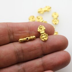 5 Pcs. Small Matte Gold Vajra Pendant or Bead, Sacred Symbol Component, Meditation Jewelry Findings