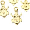 2 Pcs. African Tribal Face Charms, Matte Gold Pendants, Necklace Dangles, Earring Findings, Unique Tribal Face Pendants