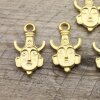 2 Pcs. African Tribal Face Charms, Matte Gold Pendants, Necklace Dangles, Earring Findings, Unique Tribal Face Pendants