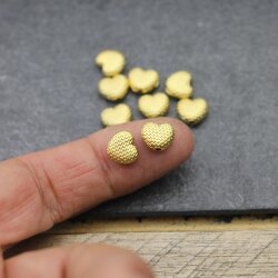 10 Pcs. Small Matte Gold Heart Spacer Beads, Brass Heart...