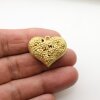 1 Pcs. Vintage Style Matte Gold Heart Pendant, Floral Filigree Charm, Romantic Jewelry Supply