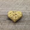 1 Pcs. Vintage Style Matte Gold Heart Pendant, Floral Filigree Charm, Romantic Jewelry Supply