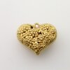 1 Pcs. Vintage Style Matte Gold Heart Pendant, Floral Filigree Charm, Romantic Jewelry Supply