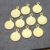 5 Pcs. Ottoman Empire Tugra Coin Pendant, Gold Plated Historical Charm, Cultural Jewelry Supply