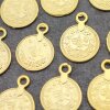 5 Pcs. Ottoman Empire Tugra Coin Pendant, Gold Plated Historical Charm, Cultural Jewelry Supply