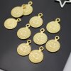 5 Pcs. Ottoman Empire Tugra Coin Pendant, Gold Plated Historical Charm, Cultural Jewelry Supply